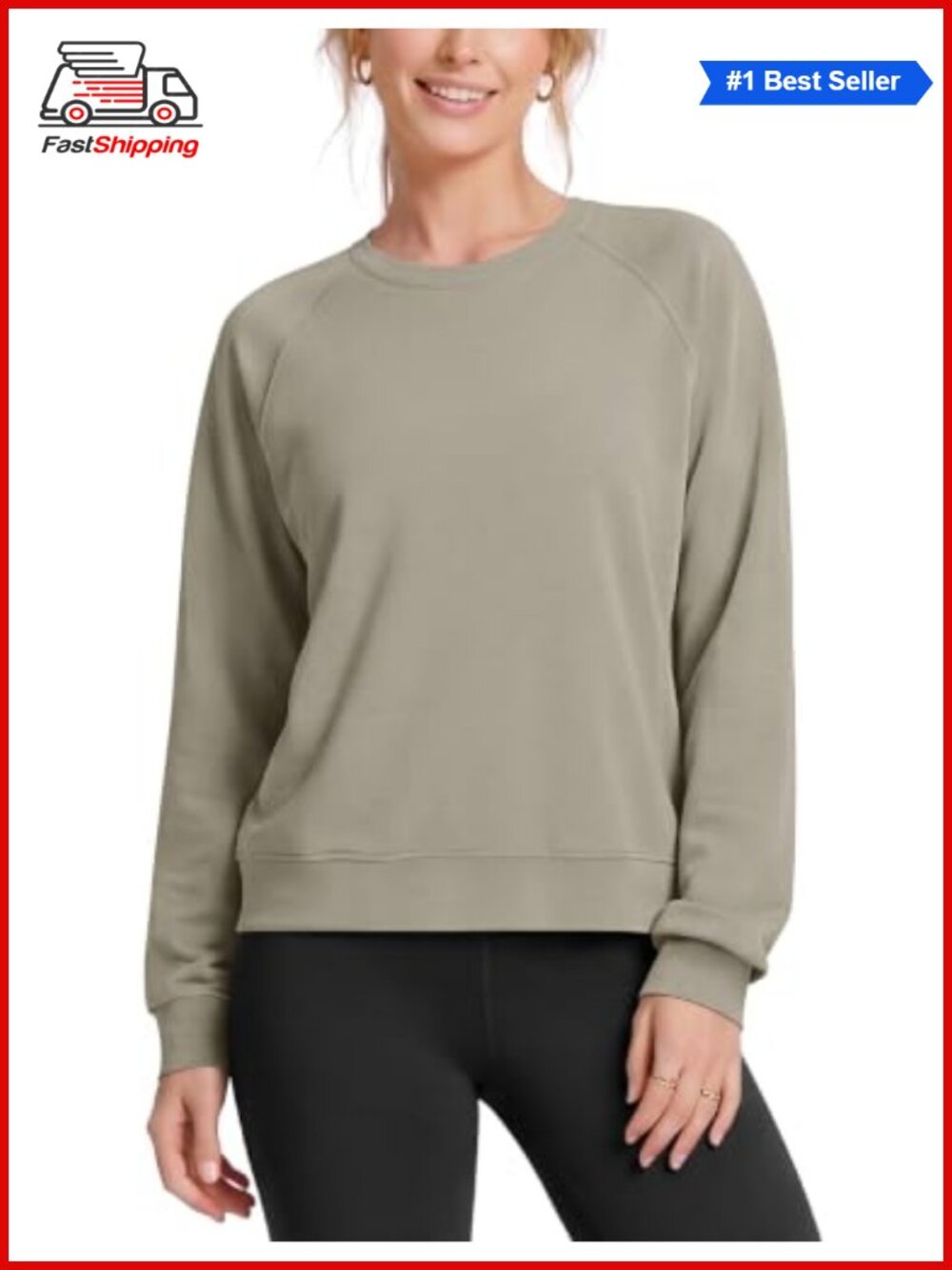 ✨ODODOS Modal Soft Raglan Long Sleeve Crewneck Oversized Pullover Sweatshirt